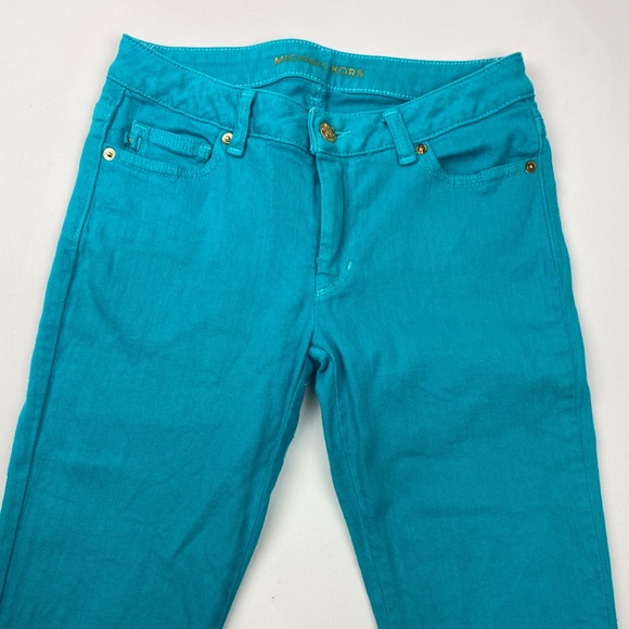 Michael Kors Turquoise Blue Straight Leg Denim Jeans Size 0 - Picture 4 of 14